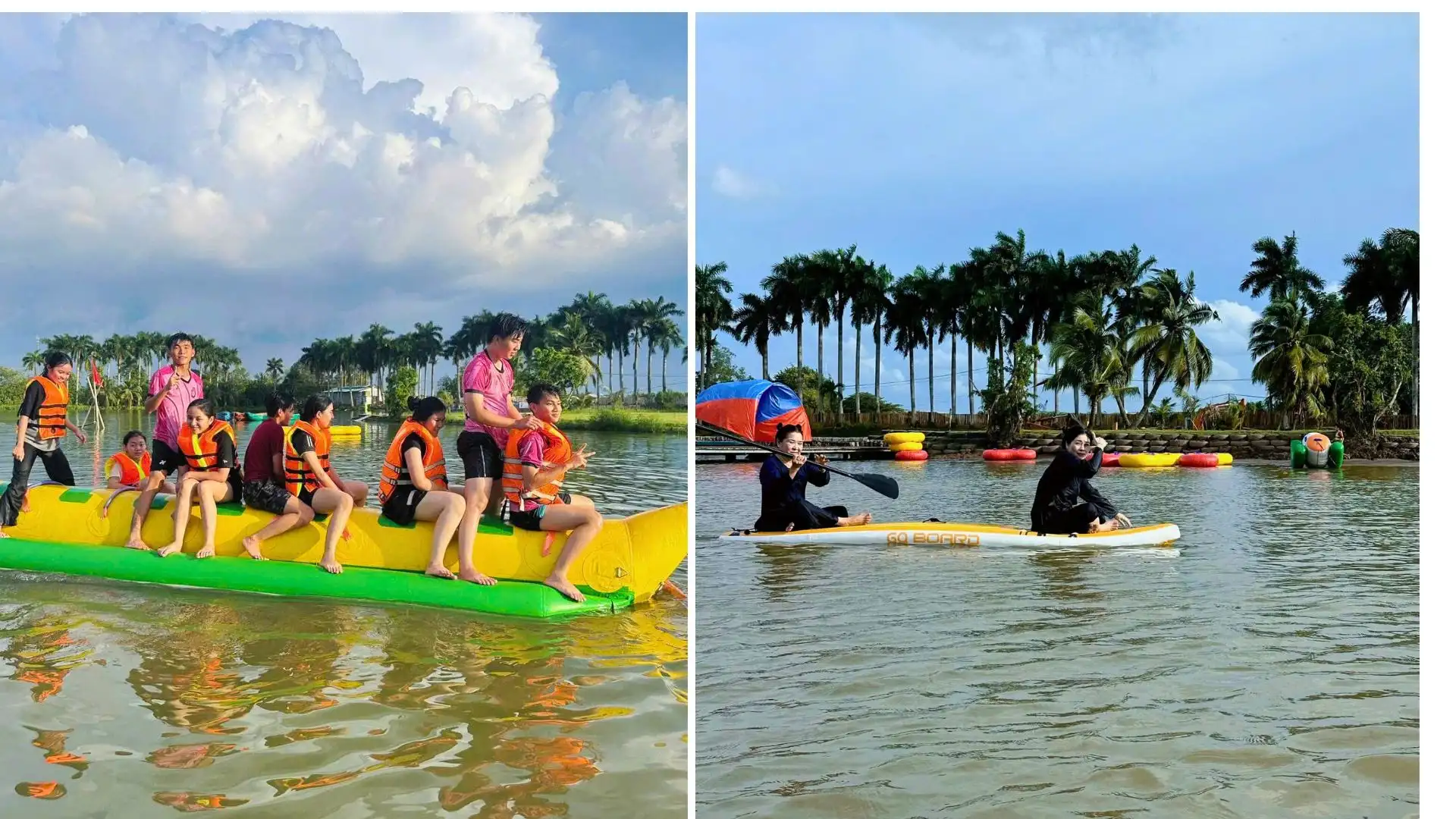 Vui chơi cực đã với thuyền chuối và chèo sup