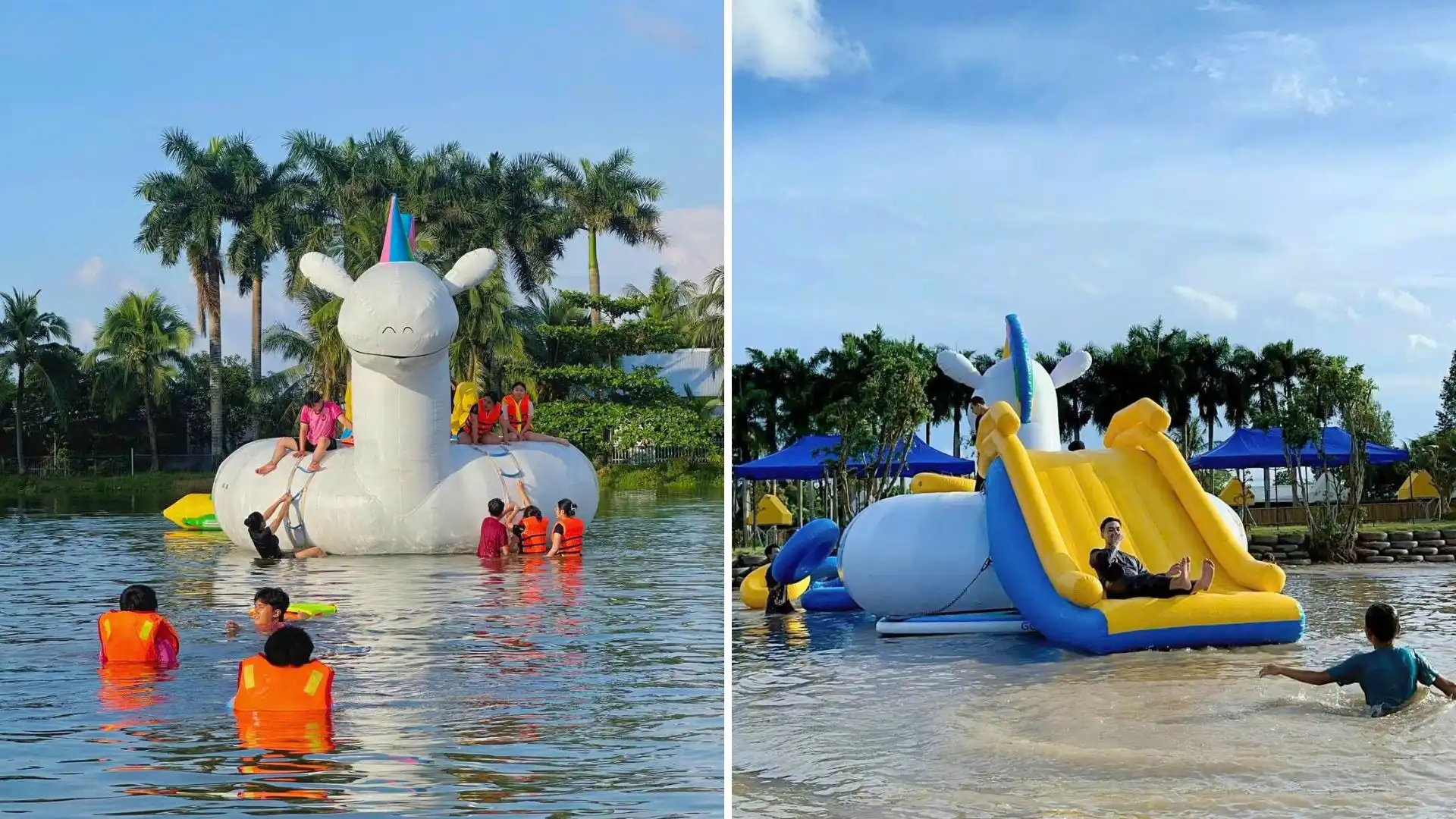 Những chiếc phao khổng lồ cho khác tha hồ vui chơi